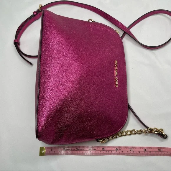 Michael Kors Metallic Pink Leather Crossbody Bag - Picture 9 of 9